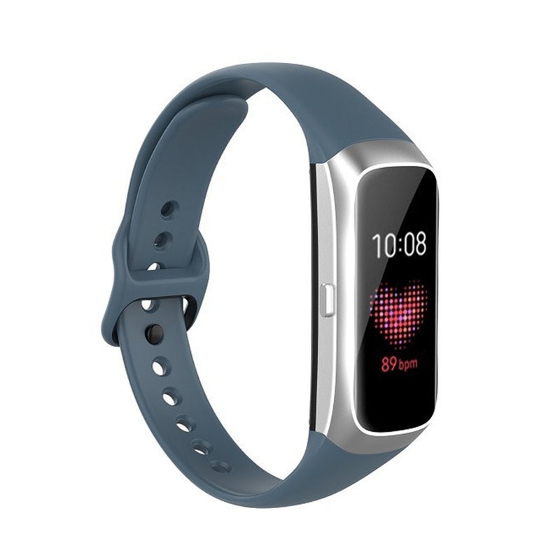 HuHa Replacement Strap For Samsung Galaxy Fit SM-R370 Silicone Steel Shrapnel Black Buckle Watch Band(Smoke Cyan) - Image 1