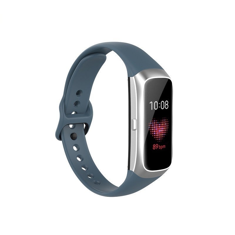 HuHa Replacement Strap For Samsung Galaxy Fit SM-R370 Silicone Steel Shrapnel Black Buckle Watch Band(Smoke Cyan) - Image 3