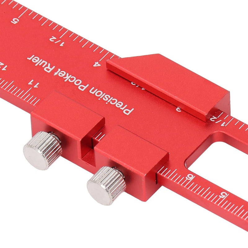 مسطرة جيب خشب الألومنيوم 12 بوصة أداة قياس وتحديد منزلقة مع وقف تثبيت - Image 5