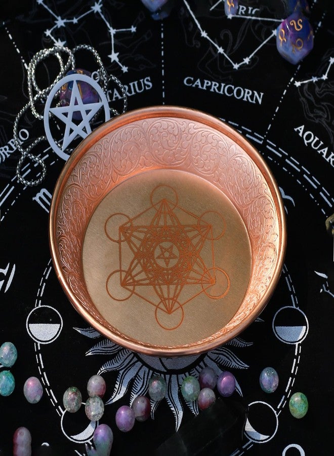 Amitofo Copper Offering Ritual Bowl - Carving Metatron Brass Decorative Plate Great for use Smudging, Incense Burner Holder,Candle Dish, Ash Catcher,Jewelry Dish,Keys Basket - Image 4