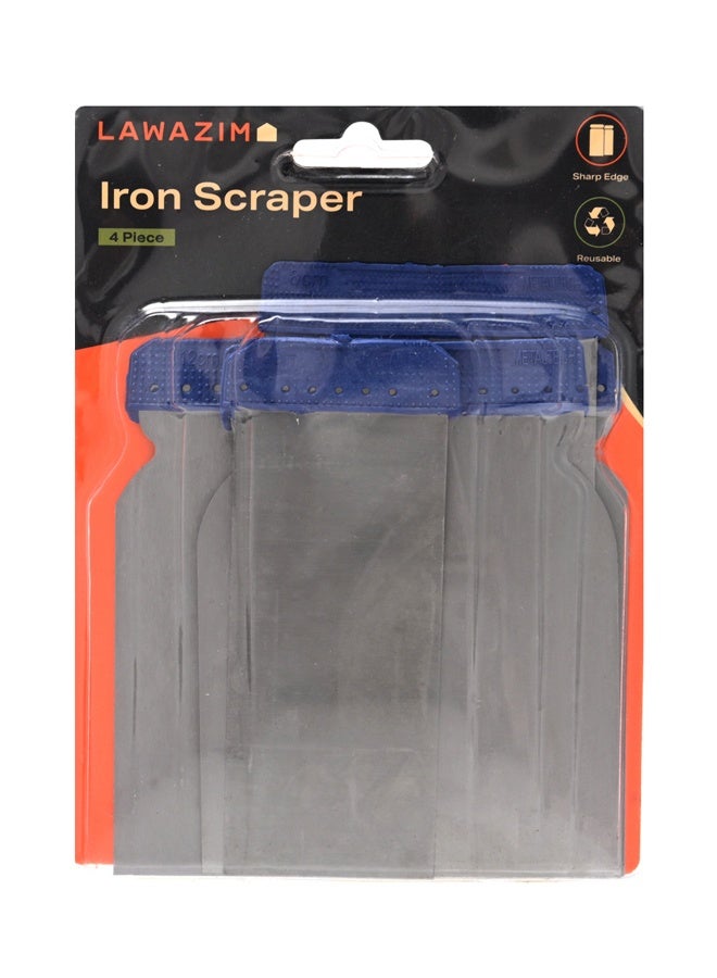 LAWAZIM Iron Scraper - 4 Piece - Multi Size Scraper and Putty Knife Set with Sharp Edges and Reinforced Top - Ideal for Paint Removal, Wallpaper, Tile, Plaster, Wood, and Cement Surfaces - Image 5