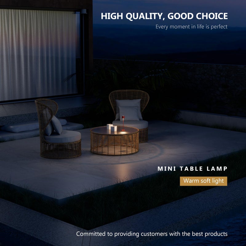 Timjorman Compact Cordless Table Lamp, Rechargeable LED Night Light, Dual Light Source (RGB Top & Warm Bottom), Touch Control & Timer, Metal Lamp for Bedroom & Kids Room (Red 1-Pack) - Image 2