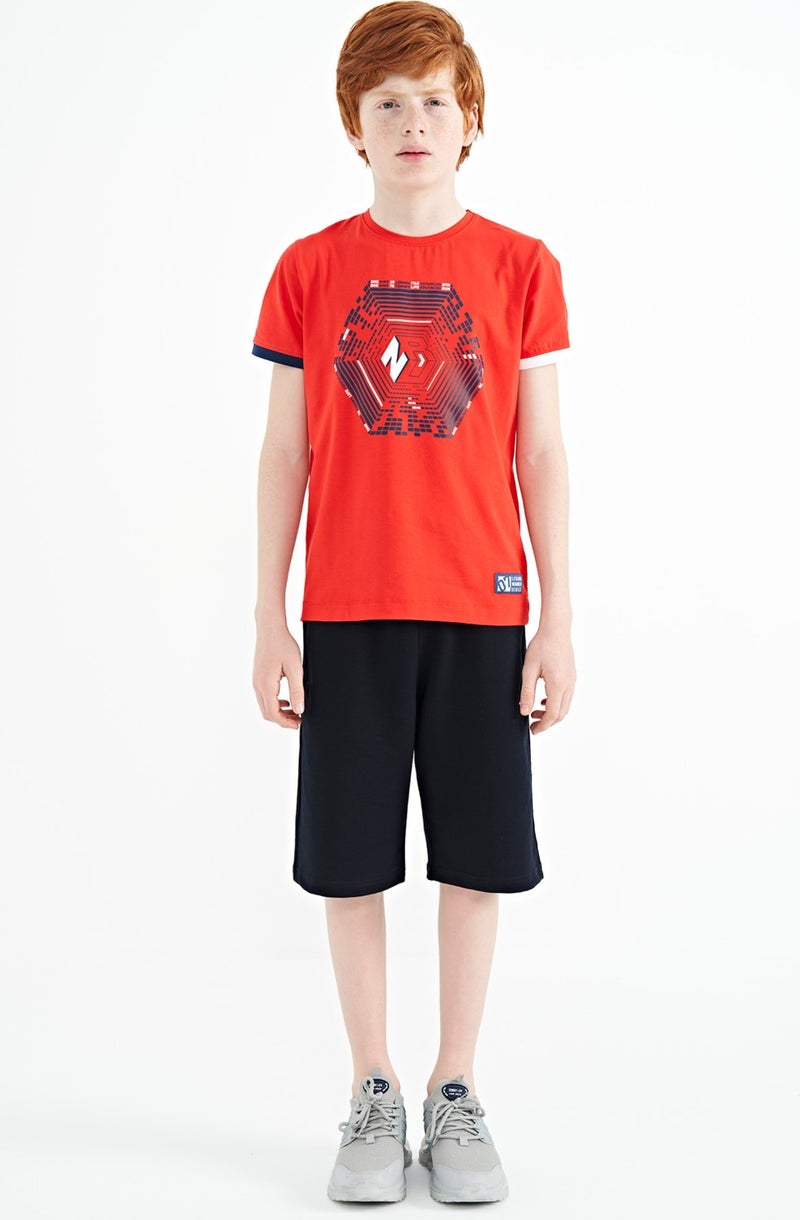 Tommy Life Fiesta Sleeve End Colorful Detail Printed Standard Size Boy T-Shirt - 11156 - Image 3