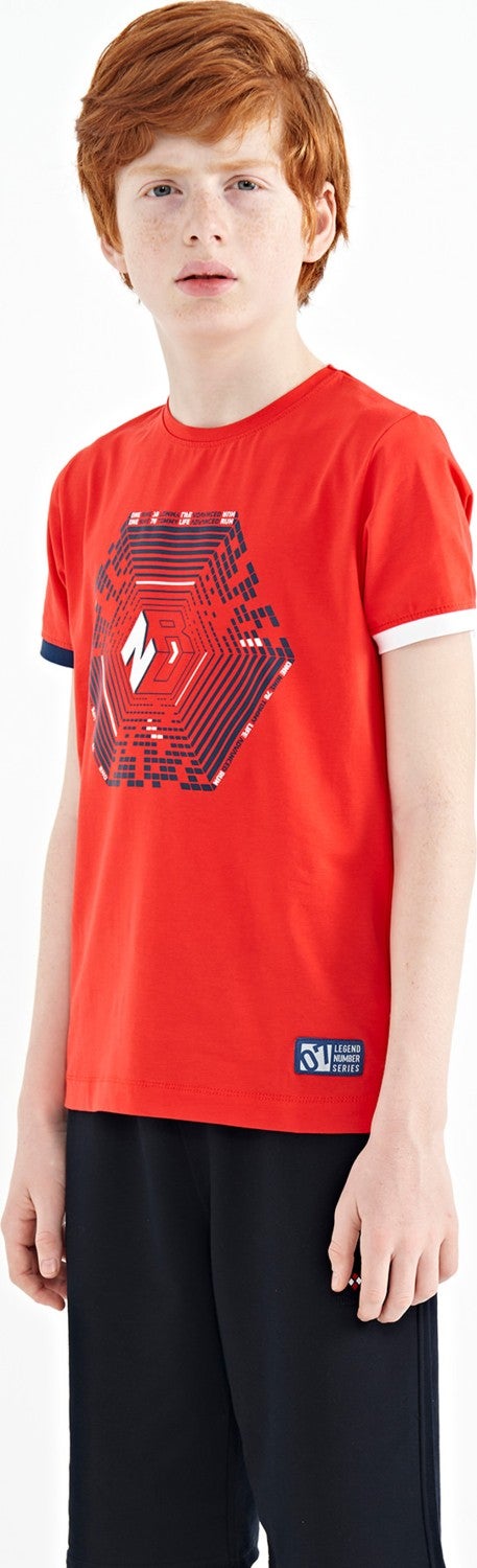 Tommy Life Fiesta Sleeve End Colorful Detail Printed Standard Size Boy T-Shirt - 11156 - Image 5