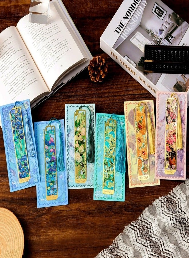 IcosaMro Large Bookmark for Women 6 Pieces 6" Van Gogh Monet Oil Painting Floral Cute Book Marks for Reading Women Hollow Metal Bookmarks Gifts for Book Lovers Book Mark for Men - Image 4