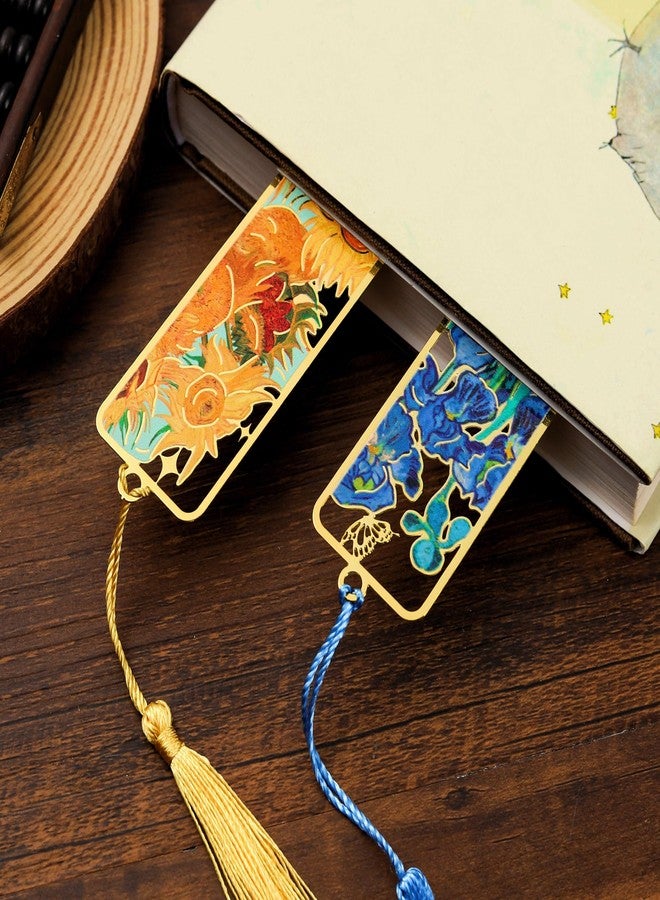 IcosaMro Large Bookmark for Women 6 Pieces 6" Van Gogh Monet Oil Painting Floral Cute Book Marks for Reading Women Hollow Metal Bookmarks Gifts for Book Lovers Book Mark for Men - Image 5