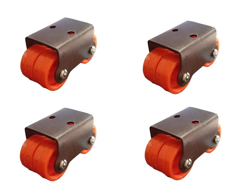 DROPTECH 4 Wheel Castor Wheels Fix 30 mm Wheel Caster for Furniture Table Trolley BlackOrange 200 kg Load Capacity A09 Pack of 4 - Image 1