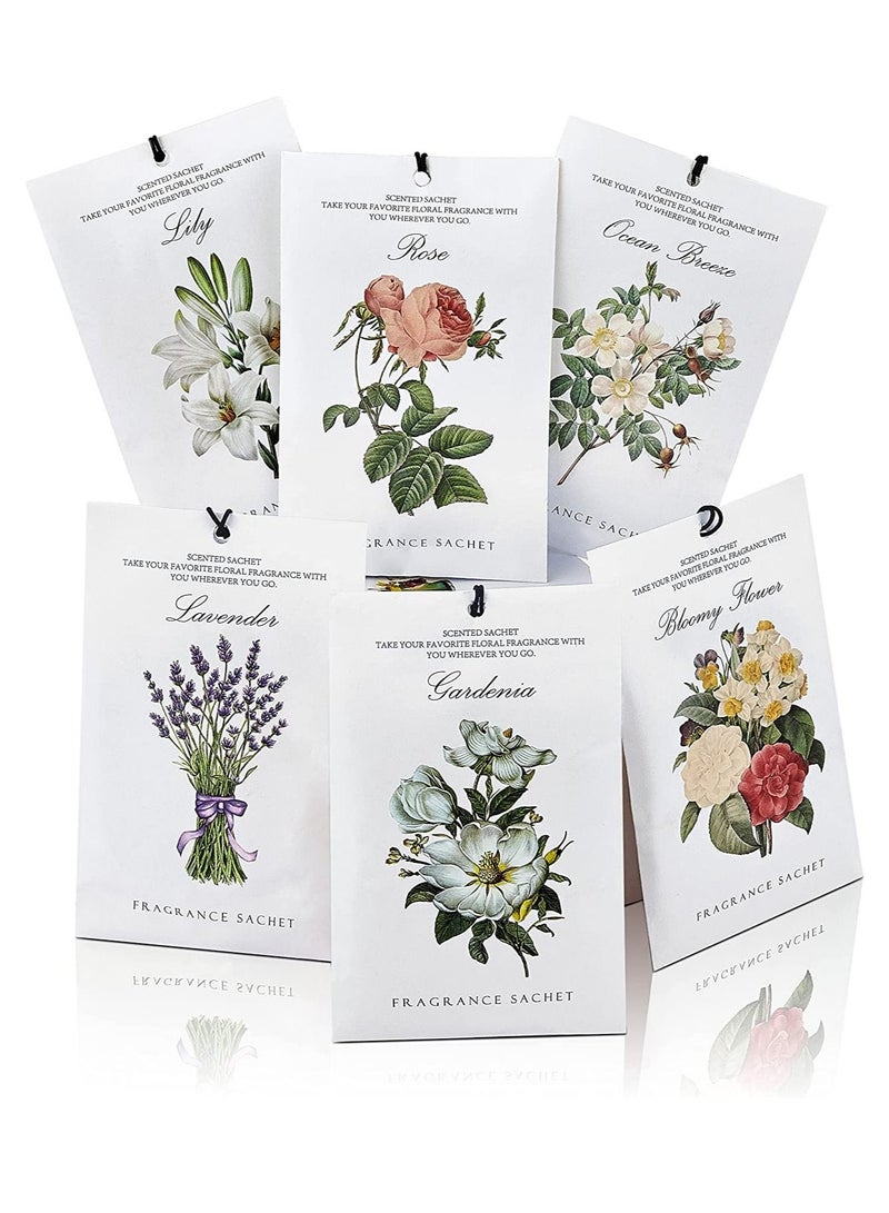 SYOSI كيس لافندر الياسمين وزنبق المحيط وزهرة الغردينيا 1 صندوق 12 قطعة 6 روائح خزانة معطر هواء مزيل الروائح الكريهة أكياس أدراج معطرة برائحة تدوم طويلاً لمنتجات عطور المنزل والسيارة - Image 1