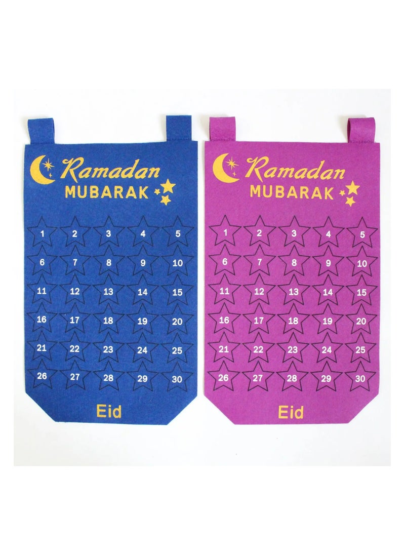 Boxwoods - 2 PCS Of Ramadan Advent Calendars For Eid Countdown With Gold Star Sticker Perfect Gift For Kids - Image 1