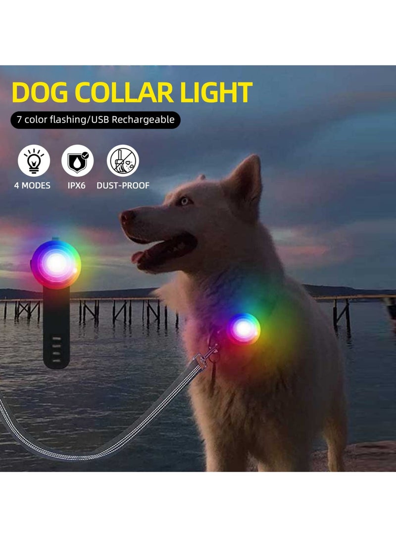 SYOSI 2 Pcs Dog Collar Lights, Led Light for Dog Collar Rechargeable Waterproof Safety Light IPX6 Waterproof & 4 Modes Light for Pet Pup Large Dogs for Night Walking (Black & Green) - Image 2