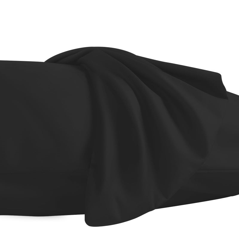 Grace Pillow Cases 2 Pack Standard Size 50x75 cm Brushed Microfibre Pillowcases with Envelope Closure Wrinkle, Fade and Stain Resistant Pillow Cases - Black - Image 5