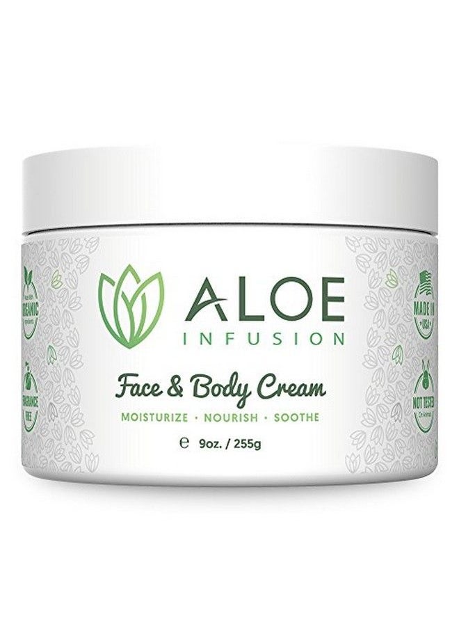 Aloe Infusion - Body And Face Moisturizer All Natural Eczema Cream For Itchy Dry Skin Sensitive Skin Acne And Psoriasis Organic Aloe Vera Shea Butter Coenzyme Q10 Grape Seed Oil Kukui Nut Oil - Image 1