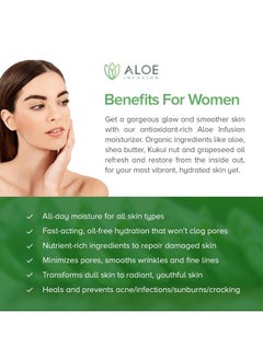 Aloe Infusion Body And Face Moisturizer All Natural Eczema Cream For Itchy Dry Skin Sensitive Skin Acne And Psoriasis Organic Aloe Vera Shea Butter Coenzyme Q10 Grape Seed Oil Kukui Nut Oil  - Image 4