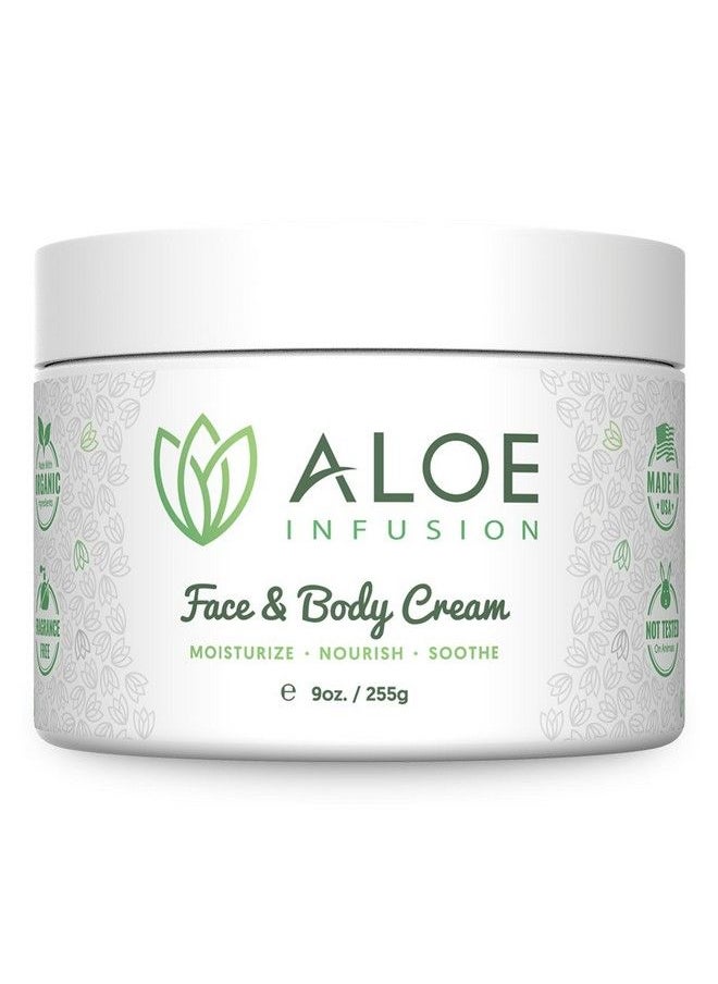 Aloe Infusion - Body And Face Moisturizer All Natural Eczema Cream For Itchy Dry Skin Sensitive Skin Acne And Psoriasis Organic Aloe Vera Shea Butter Coenzyme Q10 Grape Seed Oil Kukui Nut Oil - Image 1