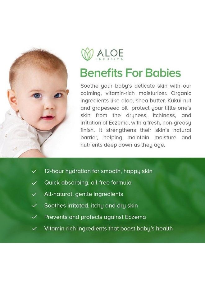Aloe Infusion - Body And Face Moisturizer All Natural Eczema Cream For Itchy Dry Skin Sensitive Skin Acne And Psoriasis Organic Aloe Vera Shea Butter Coenzyme Q10 Grape Seed Oil Kukui Nut Oil - Image 1
