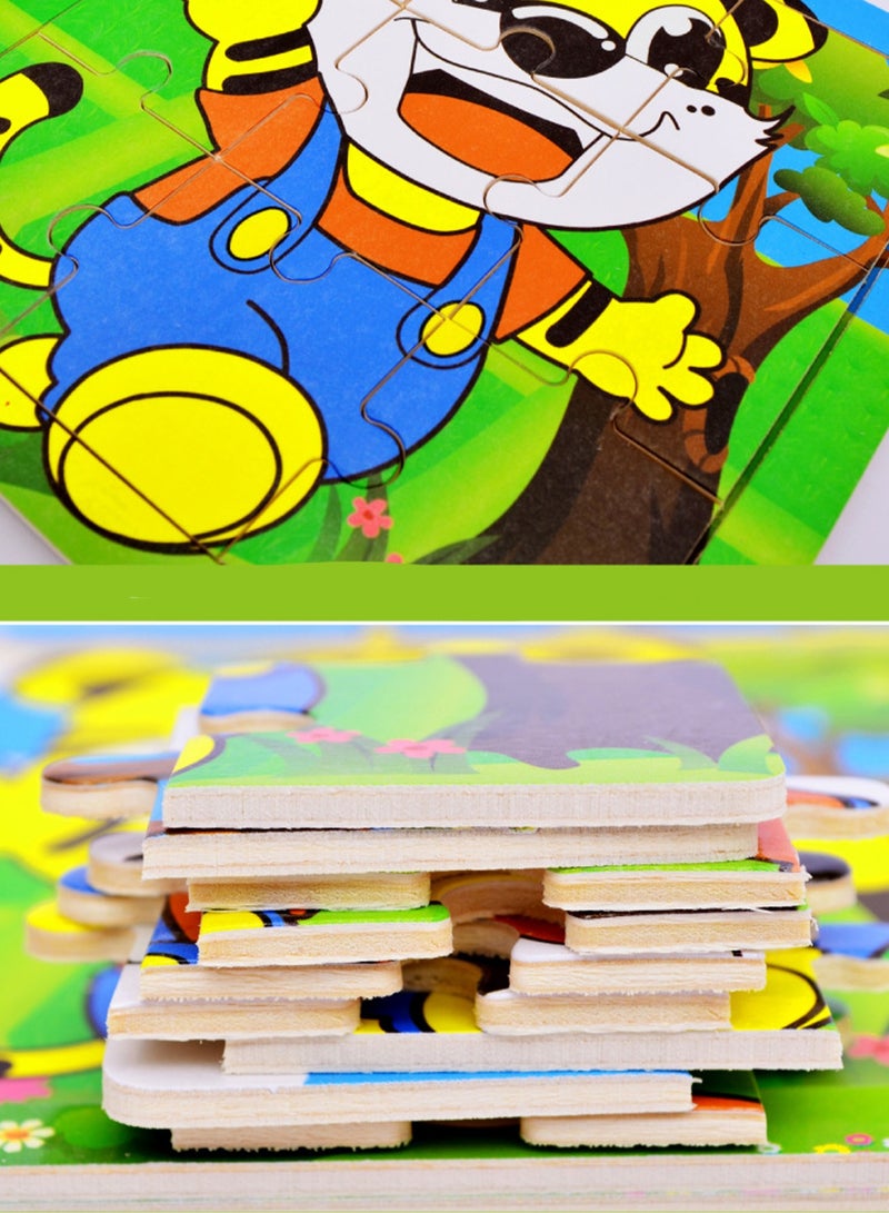 Children's Educational Wooden Cartoon Train Series Jigsaw Puzzles Suitable Boys and Girls Gift Bag Pack - Image 3