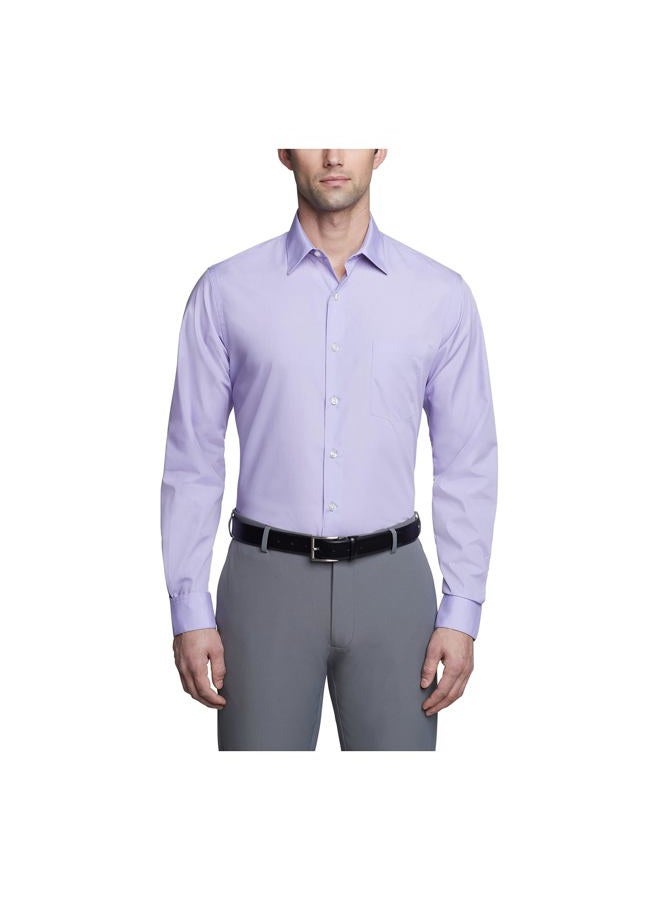 Van Heusen Mens Poplin Fitted Solid Point Collar MNS Dress Shirt Fitted Poplin Solid, Color Lavender, Size 15.5" Neck 34"-35" Sleeve (M) - Image 1