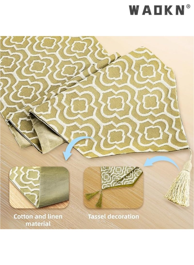 WAOKN Table Runner for Home Decor - Morocco Style with Tassels - Perfect for Dining, Bedroom, Coffee Table, and Rustic Decor（32*180cm）  - Image 4