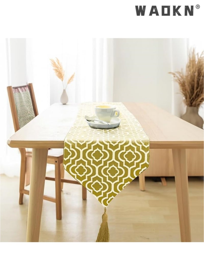 WAOKN Table Runner for Home Decor - Morocco Style with Tassels - Perfect for Dining, Bedroom, Coffee Table, and Rustic Decor（32*180cm）  - Image 3