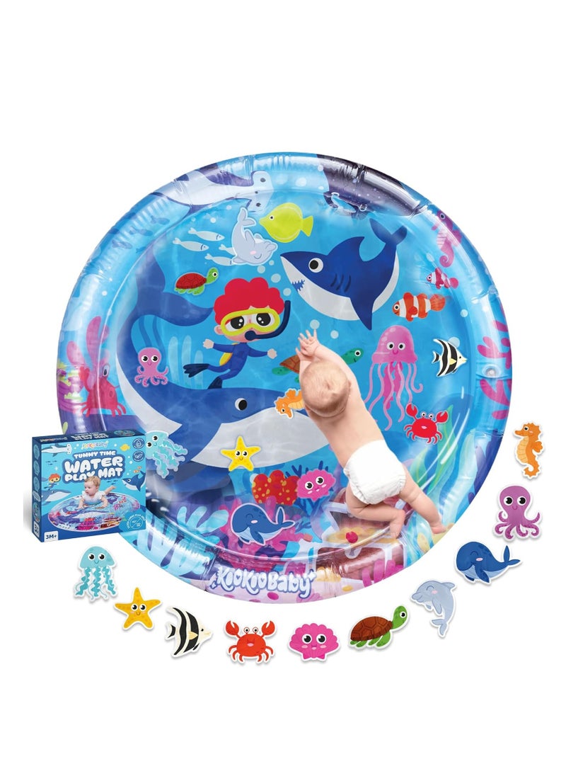 MUMS PLANET 100 CM Tummy Time Water Mat (100 * 100 CM),Baby Toys For Newborn, Extra Large Multi-Stage Activity Center Kids Toys & Sensory Toys, Baby Toys for new born , Inflatable Playmat Visual Stimulation Gift For Boys Girls, Kids Toys To 5 Years  - Image 1