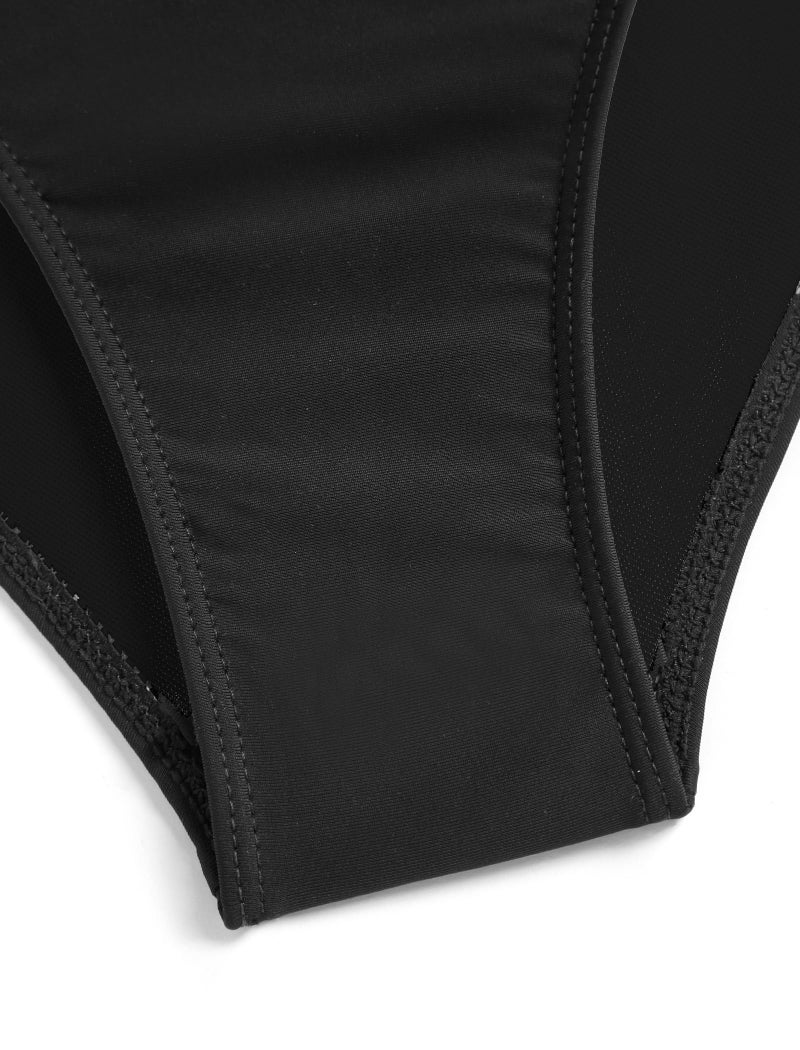 ZAFUL Tankini Swimsuits for Women Bow Tie Side Bathing Suits Tummy Control High Cut Two Piece Bikini Sets (1-Black, S) - Image 5