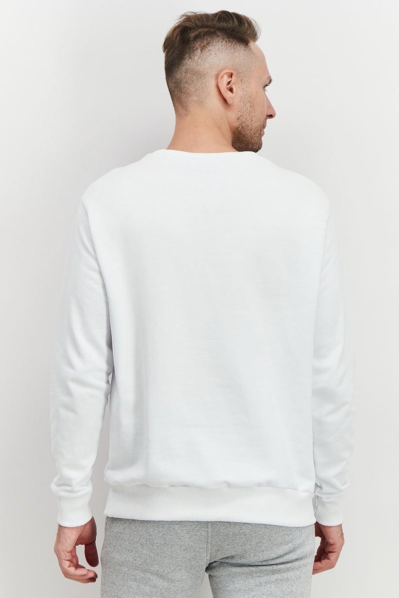 Baldinini Men Crew Neck Brand Logo Sleeve Sweatshirt, White - Image 3