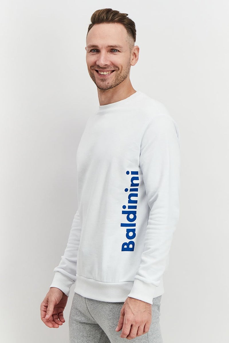 Baldinini Men Crew Neck Brand Logo Sleeve Sweatshirt, White - Image 4