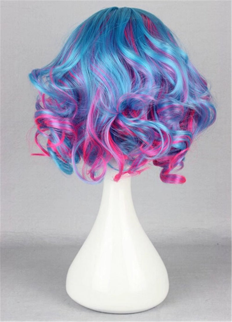 KiyaCos Cosplay Wig Short Curly Colorful Rainbow Cosplay Halloween Party Princess Costume Hair for Women - Image 5