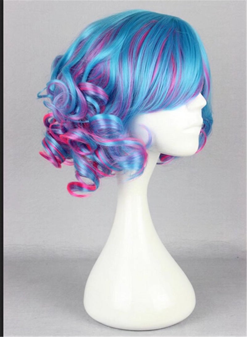 KiyaCos Cosplay Wig Short Curly Colorful Rainbow Cosplay Halloween Party Princess Costume Hair for Women - Image 4