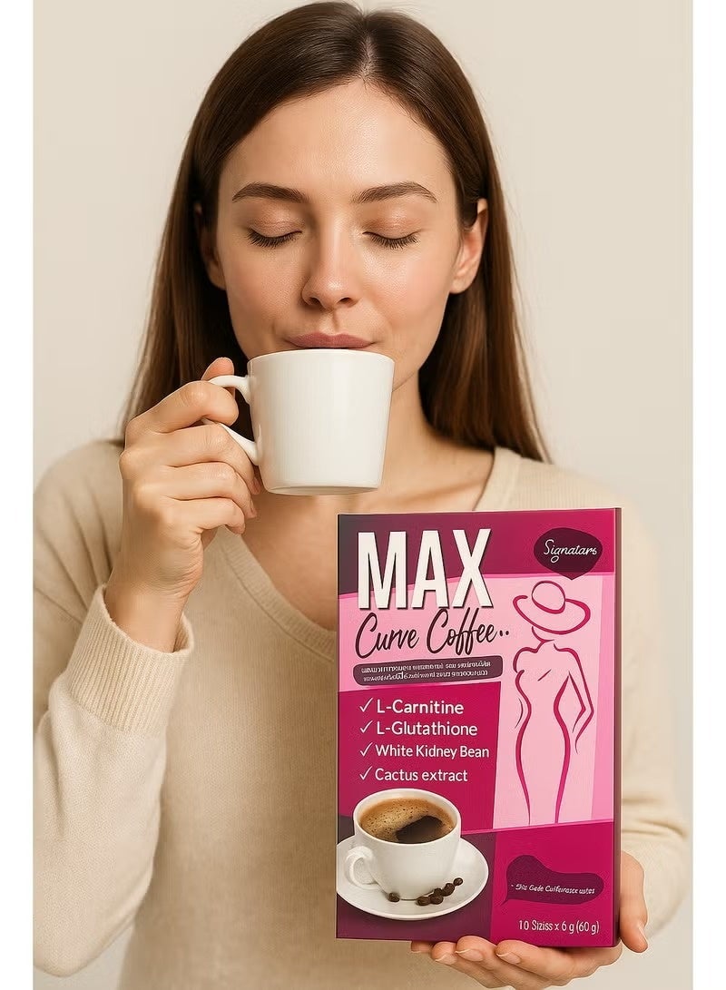 Signature Max Curve Coffee – Instant Coffee Mix with L-Carnitine, L-Glutathione, White Kidney Bean & Cactus Extract | Premium Coffee Blend for Active Lifestyle (10 Sachets) - Image 2