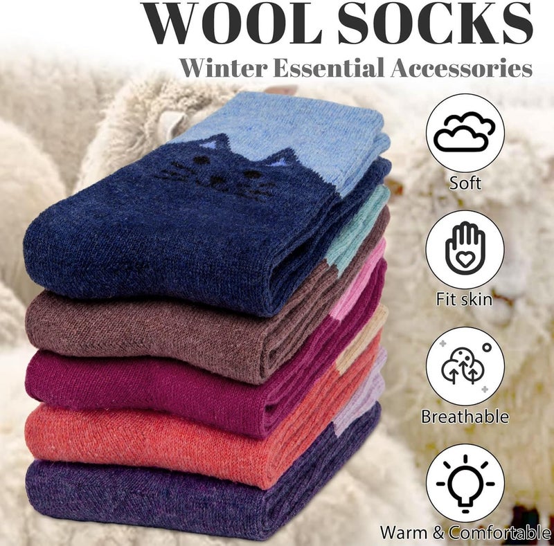 YSense Womens Wool Socks, Winter Boot Socks Stocking Stuffers Gifts for Women Men Warm Crew for Hiking - Image 3