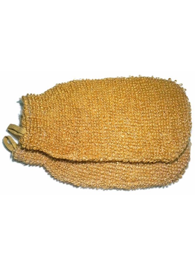JINS-Hung 2 Pack (5.1×9.0 inches) Natural Vegetable Fiber Exfoliating Sisal Bath Spa Shower Scrubber Loofah Rub Glove Mitt Mitten - Great for Your Skin Care in The Bath - Anti - Aging - Image 4
