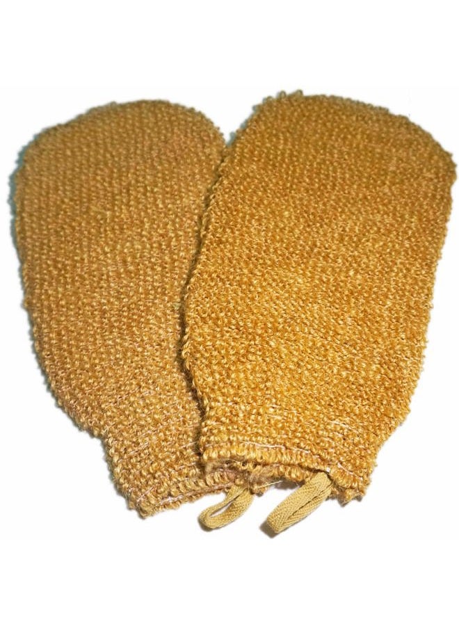 JINS-Hung 2 Pack (5.1×9.0 inches) Natural Vegetable Fiber Exfoliating Sisal Bath Spa Shower Scrubber Loofah Rub Glove Mitt Mitten - Great for Your Skin Care in The Bath - Anti - Aging - Image 1