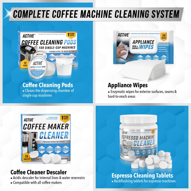 Active Coffee Machine Cleaner Descaler Tablets - 24 Count, Compatible With Nespresso, Keurig, Ninja, Delonghi, Miele, Coffee Maker Pot Descaling & Cleaning Tabs, Descale Drip Coffe And Espresso Machines - Image 5