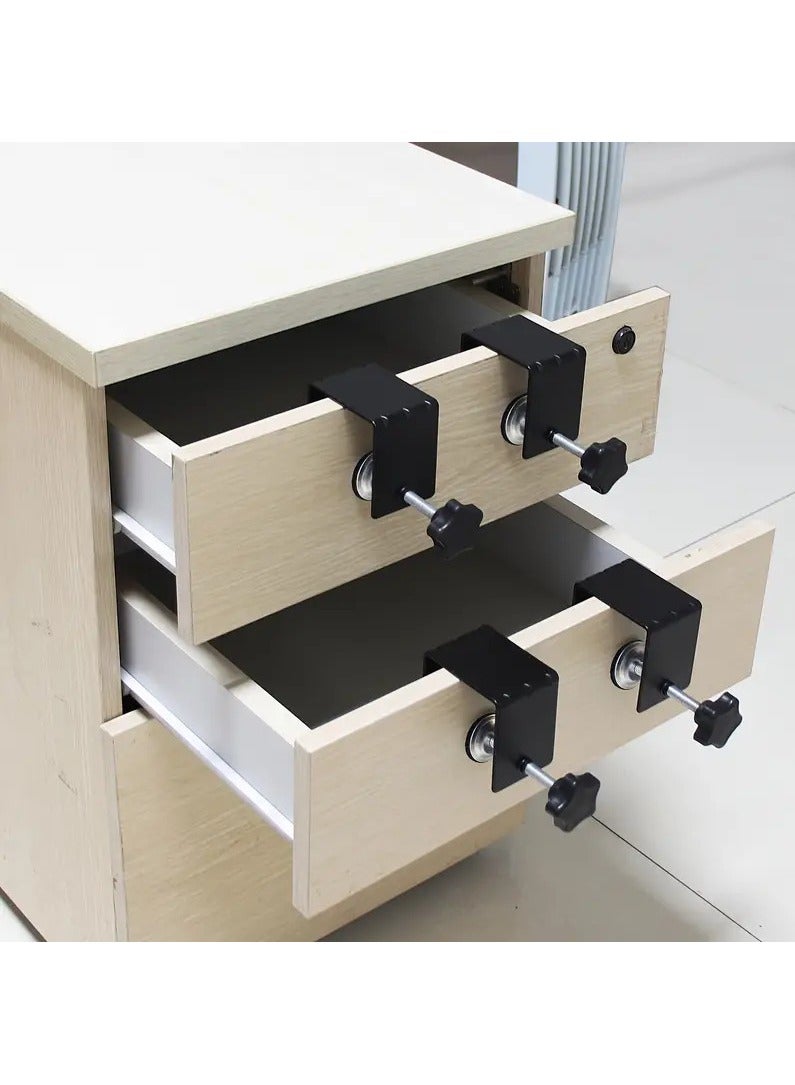 VITION 4Pcs Drawer Fixing Installation Clamps, Metal Clamp/Holder, Adjustable Stable Furniture Woodworking Jig for Front Panel Install Tools Handles Knobs for Tables Desk Mount (Black) - Image 3