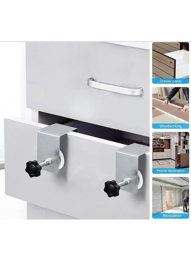 VITION 4Pcs Drawer Fixing Installation Clamps, Metal Clamp/Holder, Adjustable Stable Furniture Woodworking Jig for Front Panel Install Tools Handles Knobs for Tables Desk Mount (Black) - Image 5