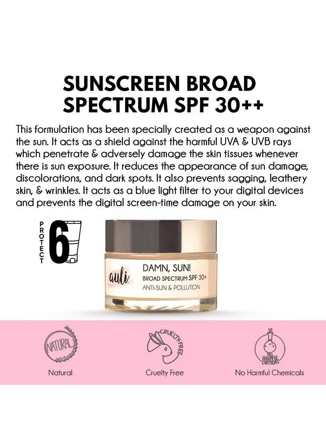 AULI LIFESTYLE Auli Damn Sun Sunscreen Spf30+ With Titanium Dioxide And Calendula Protecting All Skin Type From Tanning And Repairing Sun Damage Without White Cast 60G - Image 3
