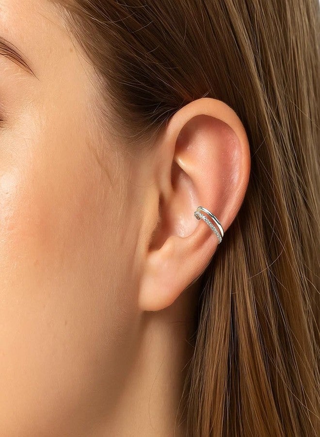 VOJO حلقات أنف VOJO G23 من التيتانيوم 16G مع صف مزدوج من خرز CZ للنساء والرجال (12mm/0.472in، CZ فضي) - Image 3