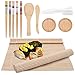 Flyan 12Pcs Bamboo Sushi Tools Set with 2 Sushi Roller MatsÃ¯Â¼Å’5 ChopsticksÃ¯Â¼Å’1 Paddle, 1 Spreader, 2 Plates and1 - Image 2