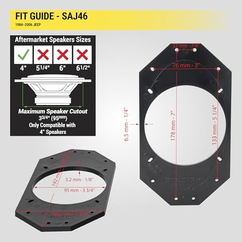 Scosche 1984 to 2006 Jeep Wrangler 4” Speaker Adapters (1 Pair) SAJ46 - Image 5