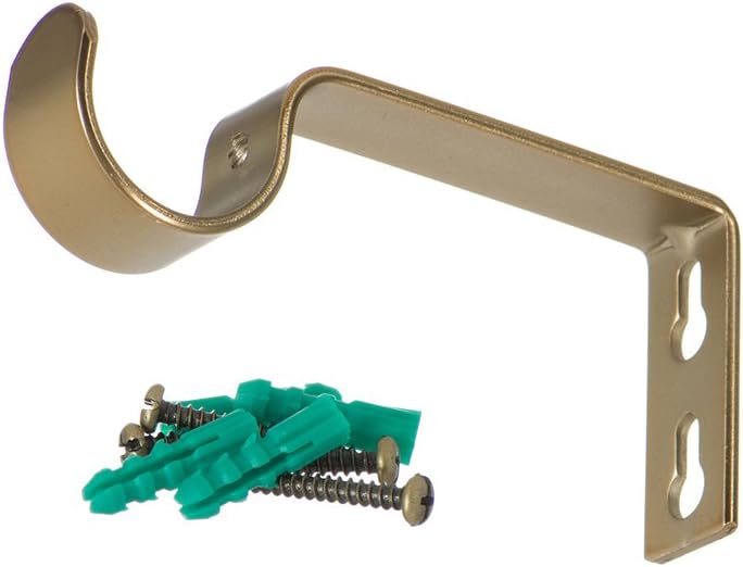 Ivilon Fixed Brackets for Curtain Rods - for 1 or 1 1/8 Inch Rods. Set of 2 - Warm Gold - Image 3