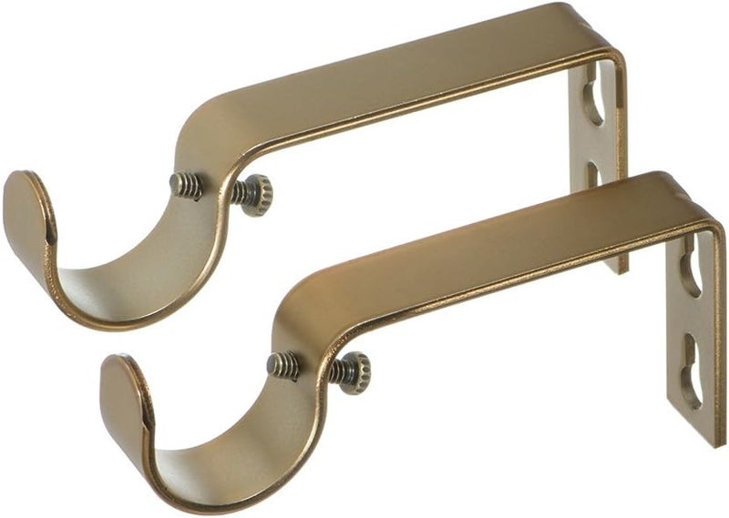 Ivilon Fixed Brackets for Curtain Rods - for 1 or 1 1/8 Inch Rods. Set of 2 - Warm Gold - Image 1