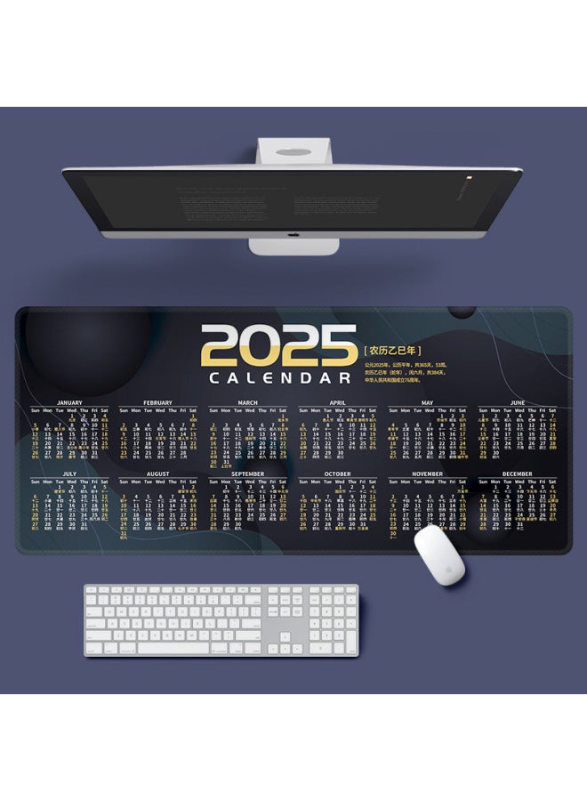 2025 Year Of The Snake Calendar Mouse Pad Super Large Non-slip Washed Gift Office Desk Calendar Calendar Monthly Calendar Table Pad Wholesale-Color:800*300*2mm-Pattern:Calendar-black Business  - Image 1