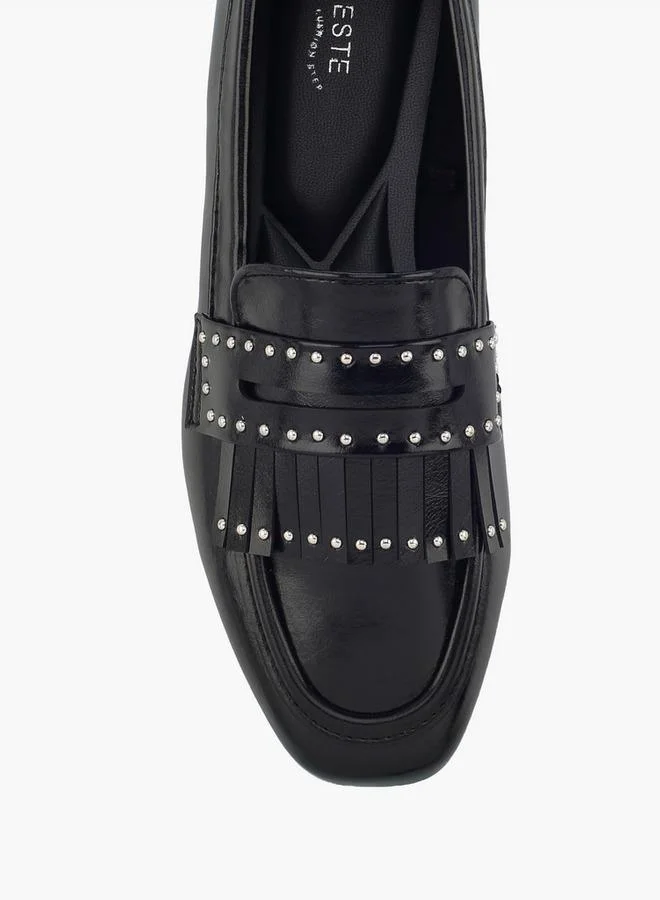 Celeste BLACK Women Embellished Slip-On Loafers for Women | Best Price UAE