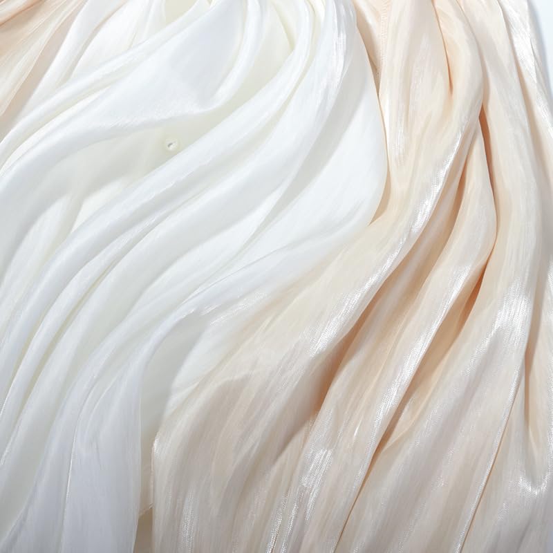 Yiemoge Bright Shiny Satin Photography Background Fabric, Textured Pleated Cloth Backdrops for Goods, Crafts, Jewelry, Cosmetics, Food Photoshoot and Flat Lay (3.3×2.3ft/100×70cm, White) - Image 2