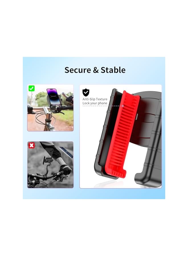 Green Tiger Bike Phone Mount Holder, (Camera Friendly) Motorcycle Phone Mount for Electric Scooter, Mountain, Dirt Bike and Motorcycle,360° Rotate Suitable for Smartphones from 4.5-7.0 inches - Image 2