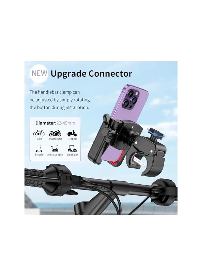 Green Tiger Bike Phone Mount Holder, (Camera Friendly) Motorcycle Phone Mount for Electric Scooter, Mountain, Dirt Bike and Motorcycle,360° Rotate Suitable for Smartphones from 4.5-7.0 inches - Image 4