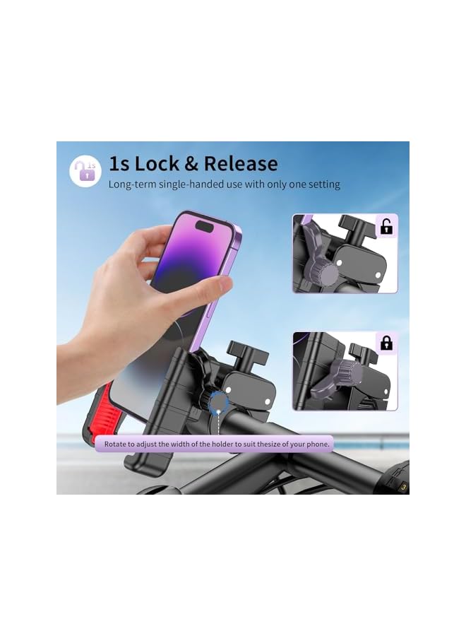 Green Tiger Bike Phone Mount Holder, (Camera Friendly) Motorcycle Phone Mount for Electric Scooter, Mountain, Dirt Bike and Motorcycle,360° Rotate Suitable for Smartphones from 4.5-7.0 inches - Image 3