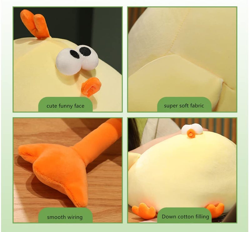 Maomoto Funny Fat Chicken Plush Pillow 17.7""  Super Soft Simulation Mother Hen Doll  Cute Plush Chicken Pillow  Chicken Plush Neck Pillow Yellow Chicken Stuffed Animal for Boys Girls Festival Gifts - Image 3