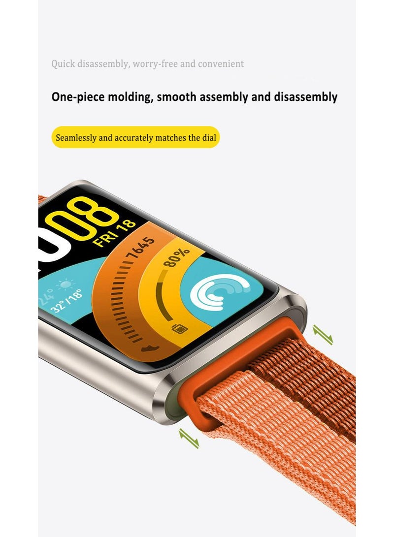 OLYSON Nylon Replacement Bands Compatible with Huawei Band 11/11 Pro– Lightweight Sport Loop, Soft Breathable Braided Fabric Wrist Straps for Men and Women, Orange - Image 3